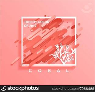 Square frame for text with Coral color dynamic rounded shapes and coral on background.Template for design business cards,invitations,banners,brochures, posters,flyers,discounts and sales.Vector. Square frame for text with Coral dynamic rounded shapes