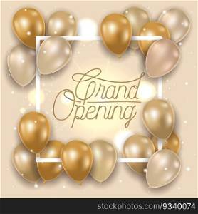 square frame with grand opening message and balloons helium vector illustration. square frame with grand opening message and balloons helium