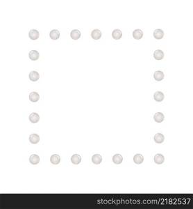 Square frame with pink beads isolated on a white background. Vector illustration for design of postcards, photos, logos, holiday. The frame is a square of round balls of pearls.