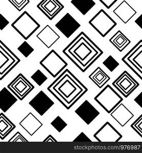 Square Hand drawn Black and white pattern seamless on white background
