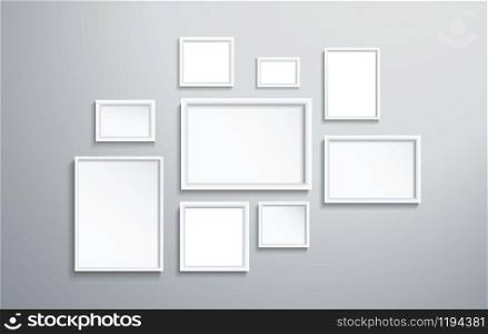 square isolated white picture frame on wall vector illustration EPS10