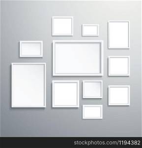 square isolated white picture frame on wall vector illustration EPS10