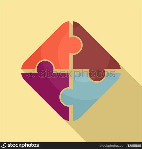 Square jigsaw icon. Flat illustration of square jigsaw vector icon for web design. Square jigsaw icon, flat style