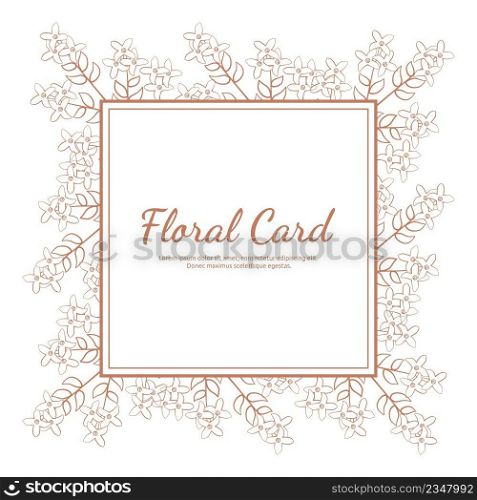 Square Line Art Design Flower Leaf Frame Greeting Invitation Card