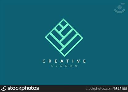 Square logo design with tile shape. Minimalist and modern vector illustration design suitable for business or brand