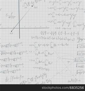 Square mathematical paper with equation and formula. Seamless pattern design