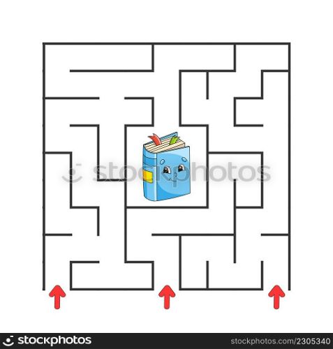 Square maze. Game for kids. Puzzle for children. cartoon character. Labyrinth conundrum. Color vector illustration. Find the right path. The development of logical and spatial thinking.