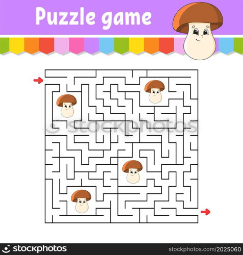 Square maze. Game for kids. Puzzle for children. Labyrinth conundrum. Color vector illustration. Find the right path. Isolated vector illustration. cartoon character.