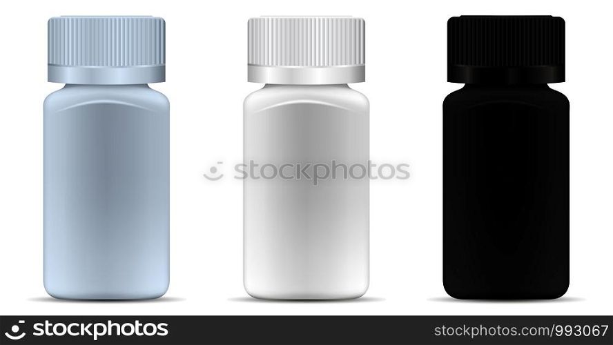 Square medicine bottle. Pharmaceutical container