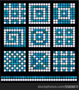 square mosaic pattern backgrounds set - classic geometric ornaments
