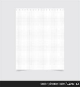 Square notepad sheet with holes on a gray background. Vector illustration .. Square notepad sheet with holes on a gray background.