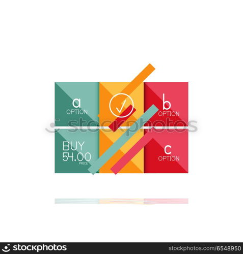 Square option infographic banner. Data and information visualization, geometric design. Square option infographic banner. Data and information visualization, geometric design. Vector illustration