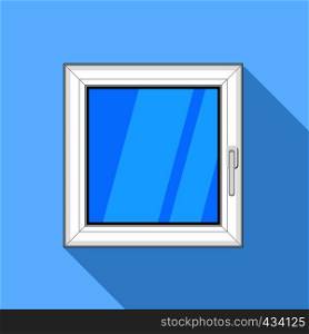 Square plastic window icon. Flat illustration of square plastic window vector icon for web on light blue background. Square plastic window icon, flat style