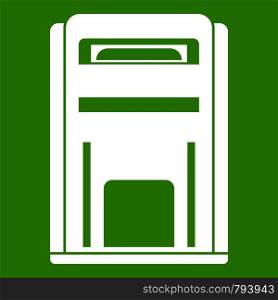 Square post box icon white isolated on green background. Vector illustration. Square post box icon green