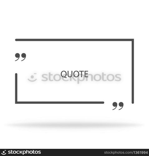 Square quote icon. Blank template of dialogue frame. Quotation border icon. Template for text message. Vector EPS 10.
