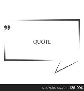 Square quote icon. Blank template of dialogue frame. Quotation border icon. Template for text message. Vector EPS 10