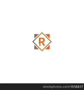 Square R logo letters design concept in black and orange color illustration