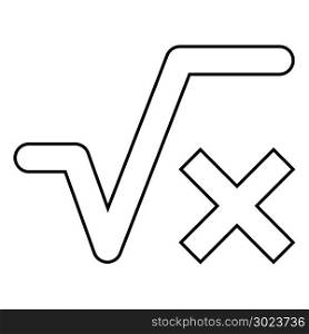 Square root of x axis icon black color vector illustration flat style simple image