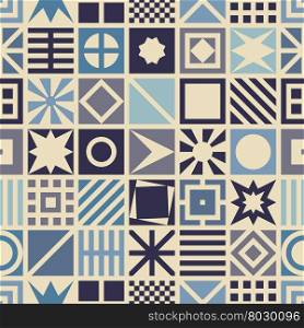 Square seamless pattern. Geometric background in blue color