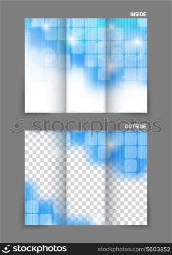 Square tech blue mpdern design for tri-fold brochure