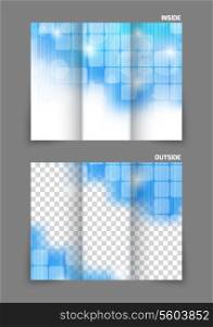 Square tech blue mpdern design for tri-fold brochure