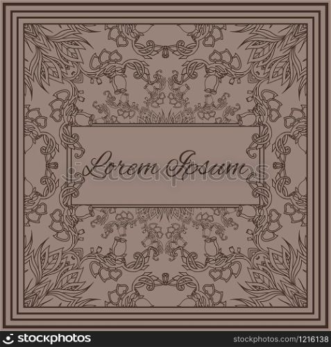 Square template vintage invitation, card with place for text. Vector element for your creativity. Square template vintage invitation, card with place for text. Ve