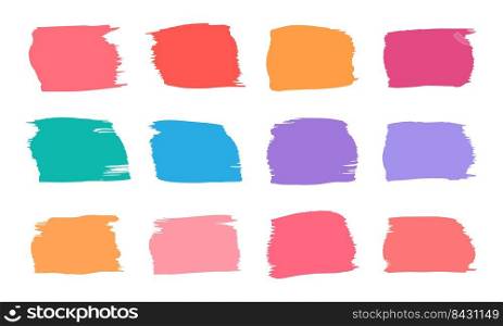 Square text frame with colorful watercolor brush strokes. Isolated on white background.