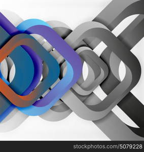 Square vector background. Square vector background, 3d style overlapping geometric shapes with shadows on light backdrop