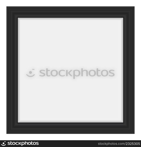 Square wooden frame. Blank poster realistic mockup isolated on white background. Square wooden frame. Blank poster realistic mockup