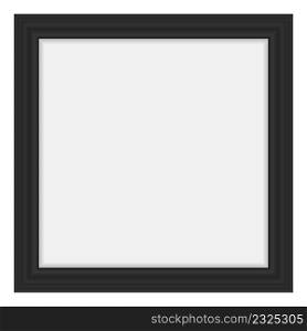 Square wooden frame. Blank poster realistic mockup isolated on white background. Square wooden frame. Blank poster realistic mockup