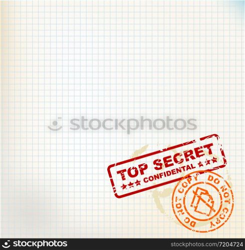Squared paper with Top Secret stamps and place for your text