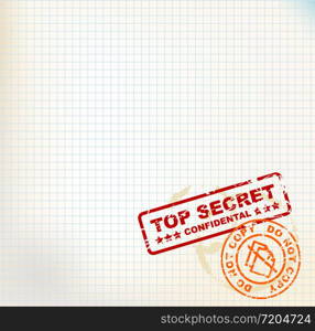 Squared paper with Top Secret stamps and place for your text