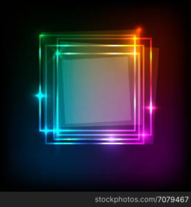 Squares banner on colorful abstract background, stock vector