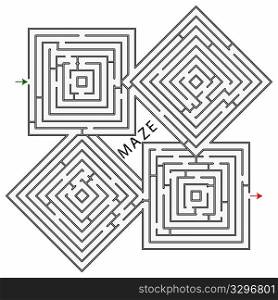 squares maze against white background, abstract vector art illustration