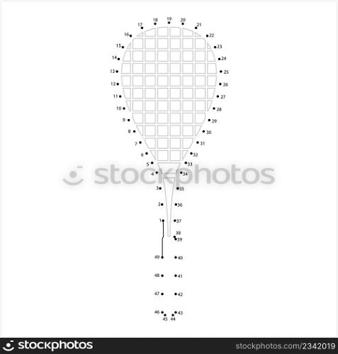 Squash Racket Icon Connect The Dots, Sport Icon Vector Art Illustration, Puzzle Game Containing A Sequence Of Numbered Dots