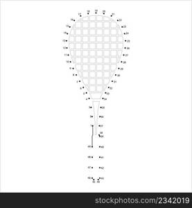 Squash Racket Icon Connect The Dots, Sport Icon Vector Art Illustration, Puzzle Game Containing A Sequence Of Numbered Dots