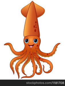 Squid cartoon isolated on white background