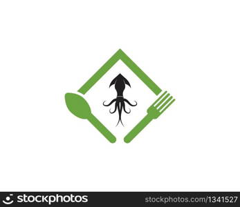 Squid resto logo vector template