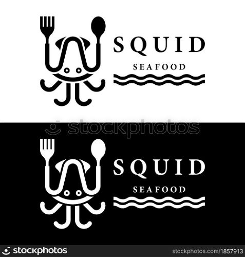 Squid seafood vector logo icon design