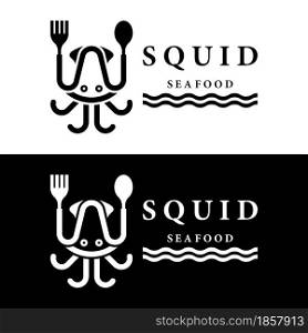Squid seafood vector logo icon design