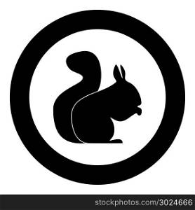 Squirrel black icon in circle vector illustration isolated