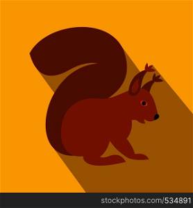 Squirrel icon in flat style on a yellow background. Squirrel icon in flat style