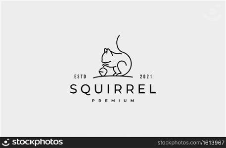 Squirrel Monoline Logo vector Design Illustration