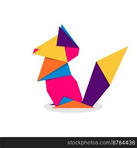 Squirrel origami. Abstract colorful vibrant squirrel logo design. Animal origami. Vector illustration