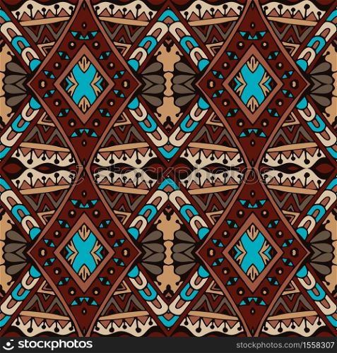 Srface pattern art Ethnic geometric print. Tribal vintage abstract seamless rhombus ornamental boho style. Vector seamless pattern african art batik ikat. Ethnic print vintage fabric design.