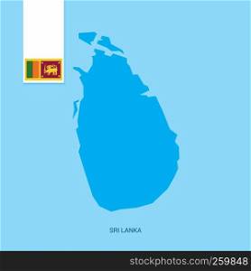 Sri Lanka Country Map with Flag over Blue background