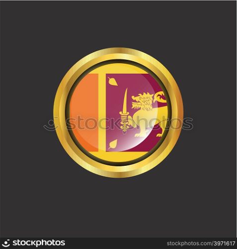 Sri Lanka flag Golden button