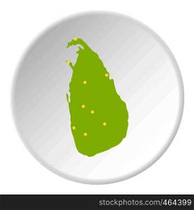 Sri Lanka green map icon in flat circle isolated vector illustration for web. Sri Lanka green map icon circle