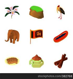 Sri Lanka icons set. Cartoon illustration of 9 Sri Lanka vector icons for web. Sri Lanka icons set, cartoon style