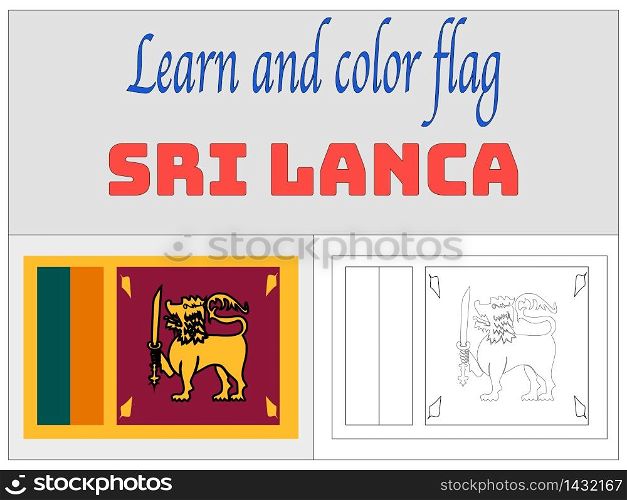 Sri Lanka national country flag. original colors and proportion. Simply vector illustration background. Isolated symbols and object for design, education, learning, postage stamps and coloring book, marketing. From world set